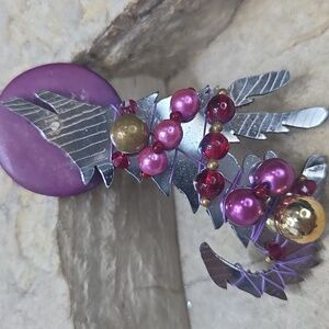 Vintage Liztech 1989 Wolf Wire Wrapped Artisan Brooch